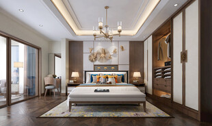 中复古式卧室空间极简现代简约风