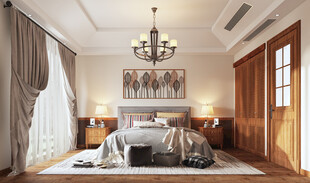 中复古式卧室空间极简现代简约风