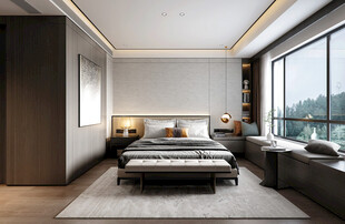 中复古式卧室空间极简现代简约风