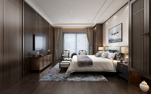 中复古式卧室空间极简现代简约风