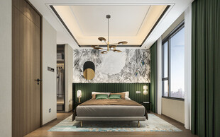 中复古式卧室空间极简现代简约风
