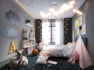 儿童小女生孩房间次卧室北欧风格