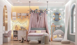 儿童小女生孩房间次卧室北欧风格