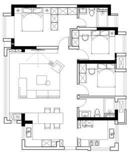 现代客厅卧室极简约风家居平面图