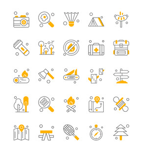 旅行露营矢量图标元素