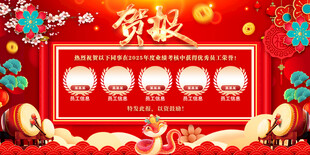 蛇年企业公司年终贺报喜报展板