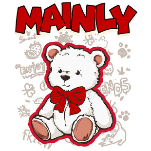 卡通幸运白熊印花图案设计