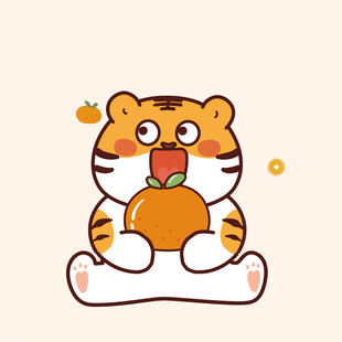 虎萌萌顶水果橘子