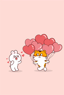 虎萌萌快乐兔爱心气球