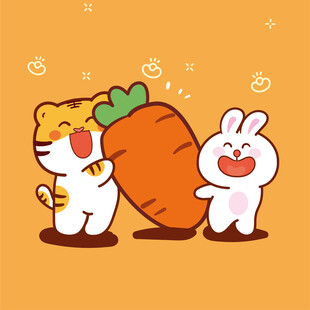 虎萌萌兔子水果壁纸