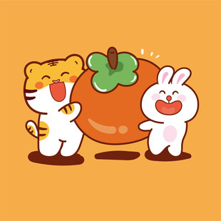 虎萌萌兔子水果壁纸