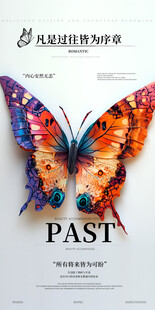 彩色蝴蝶招贴海报设计