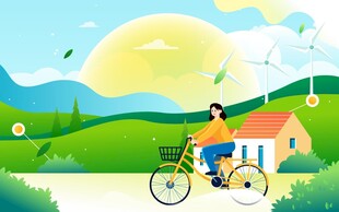 春天春游踏青插画