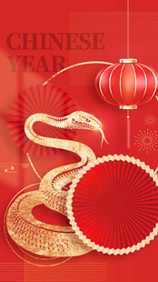 红色蛇年创意海报