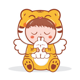 虎宝宝摆件卡通插画