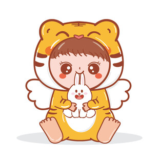虎宝宝摆件卡通插画