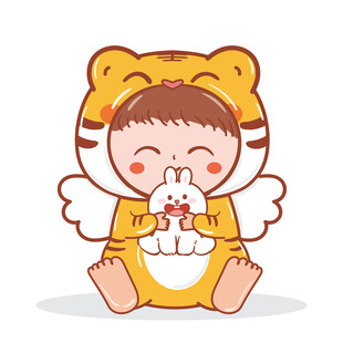 虎宝宝摆件卡通插画