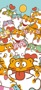 虎萌萌组合卡通插画