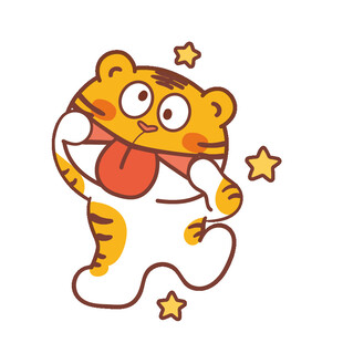 虎萌萌表情卡通插画