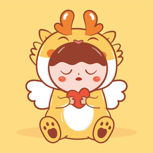 小飞龙宝宝摆件爱心