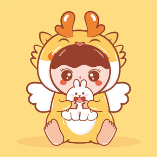 小飞龙宝宝摆件小兔子