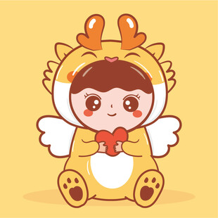 小飞龙宝宝摆件爱心