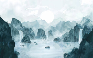  中国风水墨山水山水画图片