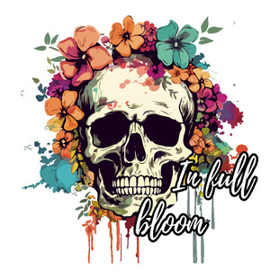 卡通花朵骷髅头印花图案