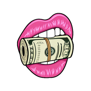 卡通金钱嘴巴印花图案