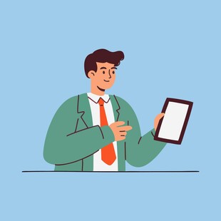 商业商务客服办公手持平板电脑的