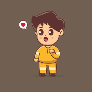 黄色衣服冒爱心的男孩可能是表达