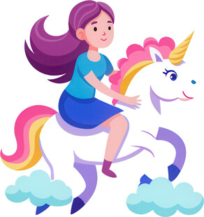 女孩骑独角兽小马宝莉展奇幻美感