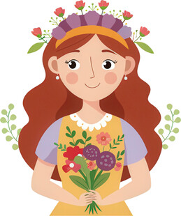 女孩捧花笑容甜美模样佳