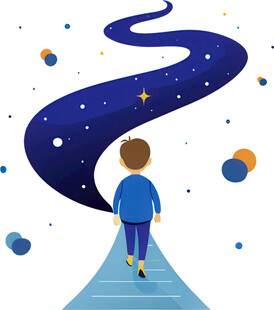 男孩望星轨展奇妙幻想