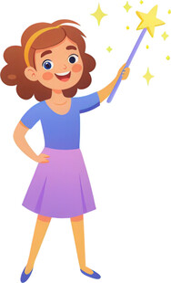 女孩持星棒展梦幻感