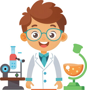 男孩扮科学家专注研究免抠图