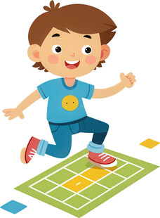 男孩玩跳棋专注时刻免抠图
