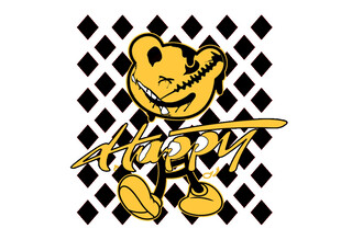 卡通创意英文熊印花图案