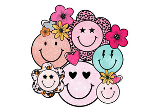 卡通印花创意笑脸花图案