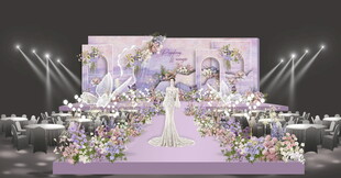 粉紫色婚礼场景布置