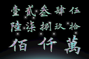 书法字体数字高清PSD素材