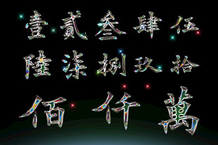 书法字体数字高清PSD素材