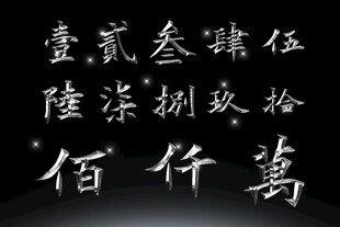 书法字体数字高清PSD素材