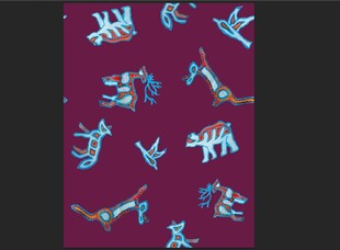 紫色背景多彩动物图案