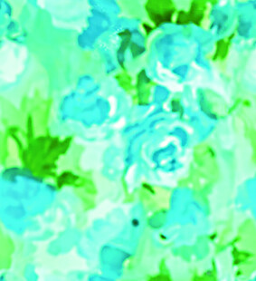 蓝绿花卉水彩风图案