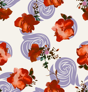 玫瑰漩涡图案印花设计