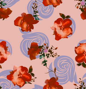 粉色背景玫瑰花卉图案