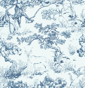 蓝白中式山水纹织物图案