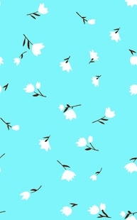 蓝底白花清新无缝图案