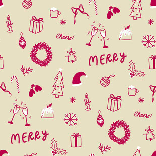 圣诞元素无缝图案设计